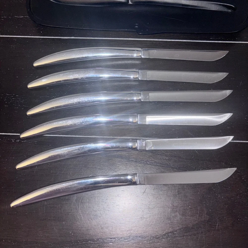 Carvel Hall Steak Knife Set | 6 Piece Vintage MCM Stainless Steel USA‎ with Case